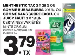 L'Intermarché MENTHES, 3 X 29 G OU GOMME, 20 UN. OU GOMME SANS SUCRE, 3 X 18 UN. | MINTS OR GUM offer