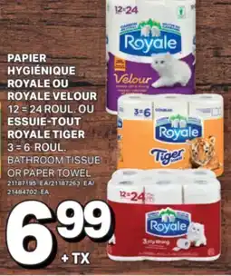 L'Intermarché PAPIER HYGIÉNIQUE ROYALE OU VELOUR 12=24ROUL. OU ESSUIE-TOUT | BATHROOM TISSUE OR PAPER TOWEL offer