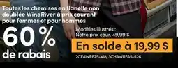 L'équipeur Toutes les chemises en flanelle non doublée WindRiver à prix courant pour femmes et pour hommes offer