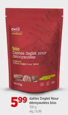 Avril dattes Deglet Nour dénoyautées bios offer