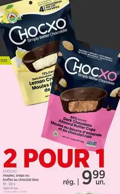 Avril Moules, snaps ou truffes au chocolats bios CHOCXO offer