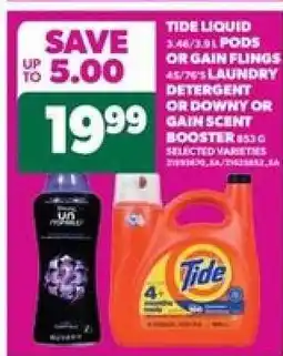 Real Canadian Superstore Tide Liquid or Gain Flings or Downy or Gain Scent Booster offer