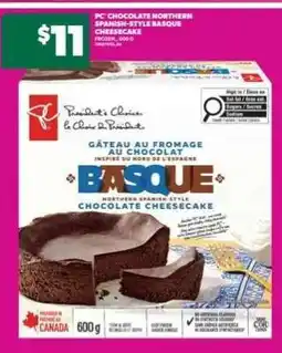 Real Canadian Superstore PC Chocolate Northern Spanish-Style Basque Cheesecake offer