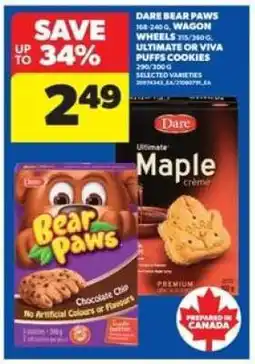 Real Canadian Superstore Dare Bear Paws, Wagon Wheels, Ultimate or Viva Puffs Cookies offer