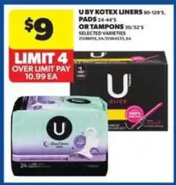 Real Canadian Superstore U by Kotex Liners, Pads, or Tampons offer