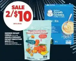Real Canadian Superstore Gerber Infant Cereal or Amara Organic Infant Smoothie Melts offer