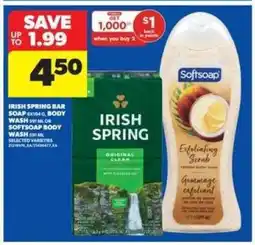 Real Canadian Superstore Irish Spring Bar Soap / Softsoap Body Wash offer
