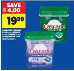 Real Canadian Superstore Cascade Platinum Plus or Complete Dishwasher Tabs offer