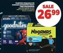 Real Canadian Superstore Pampers Ninjamas or Huggies Goodnites Night Time Underwear offer