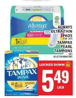 Food Basics Always UltraThin Pads & Tampax Pearl Tampons offer