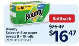 Walmart Bounty Select-A-Size Paper Towels offer