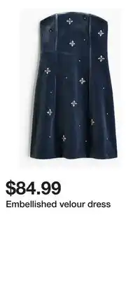 H&M Embellished velour dress offer