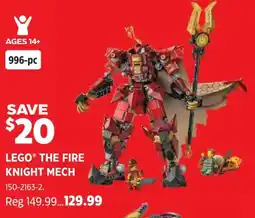 Canadian Tire Lego the fire knight mech offer