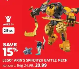Canadian Tire Lego arin's spinjitzu battle mech offer