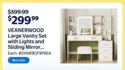 Walmart VEANERWOOD Large Vanity Set with Lights and Sliding Mirror offer