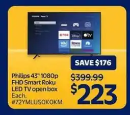 Walmart Philips 43 1080p FHD Smart Roku LED TV offer