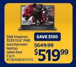 Walmart Dell Inspiron 3535 15.6 FHD touchscreen laptop offer