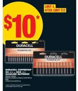 No Frills Duracell Coppertop AA or AAA Alkaline Batteries offer