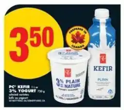 No Frills PC KEFIR 1 L / 3% YOGURT 750 g offer