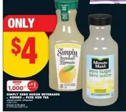 No Frills Simply Zero Sugar Beverages or Drinks + Fuze Iced Tea offer