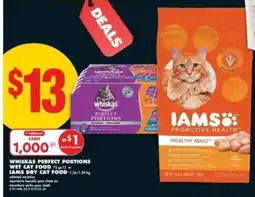 No Frills WHISKAS PERFECT PORTIONS WET CAT FOOD / IAMS DRY CAT FOOD offer