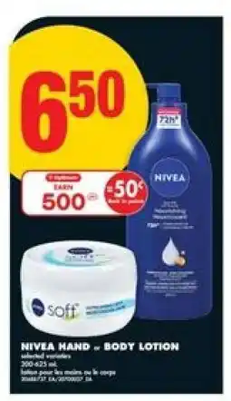 No Frills Nivea Hand or Body Lotion offer