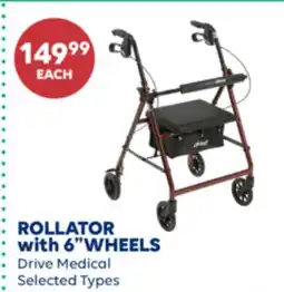 Wellwise by Shoppers ROLLATOR with 6 WHEELS Drive Medical offer