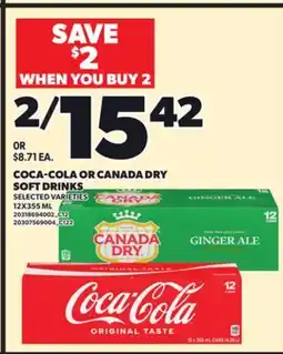 Independent City Market COCA-COLA OR CANADA DRY SOFT DRINKS, 12X355 ML offer