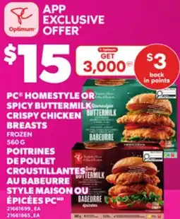 Independent City Market PC HOMESTYLE OR SPICY BUTTERMILK CRISPY CHICKEN BREASTS, 560 G offer