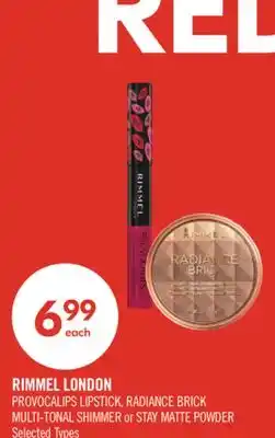 Shoppers Drug Mart RIMMEL LONDON PROVOCALIPS LIPSTICK, RADIANCE BRICK MULTI-TONAL SHIMMER or STAY MATTE POWDER offer
