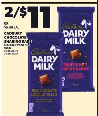 Independent City Market CADBURY CHOCOLATE SHARING BARS, 180 G offer