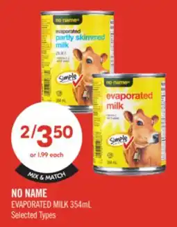 Shoppers Drug Mart NO NAME EVAPORATED MILK offer