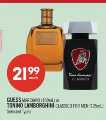 Shoppers Drug Mart GUESS MARCIANO (100mL) or TONINO LAMBORGHINI CLASSICO FOR MEN (125mL) offer