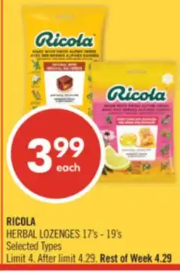 Shoppers Drug Mart RICOLA HERBAL LOZENGES offer