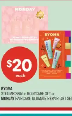 Shoppers Drug Mart BYOMA STELLAR SKIN + BODYCARE SET or MONDAY HAIRCARE ULTIMATE REPAIR GIFT SET offer