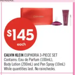 Shoppers Drug Mart CALVIN KLEIN EUPHORIA 3-PIECE SET Contains: (100mL), Body Lotion (200mL) and Pen Spray (10mL) offer