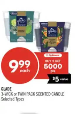 Shoppers Drug Mart GLADE 3-WICK or TWIN PACK SCENTED CANDLE offer