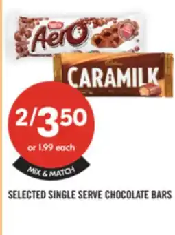 Shoppers Drug Mart SELECTED SINGLE SERVE CHOCOLATE BARS offer