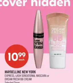 Shoppers Drug Mart MAYBELLINE NEW YORK EXPRESS, LASH SENSATIONAL MASCARA or DREAM FRESH BB CREAM offer