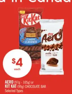 Shoppers Drug Mart AERO (97g - 105g) or KIT KAT (99g) CHOCOLATE BAR offer