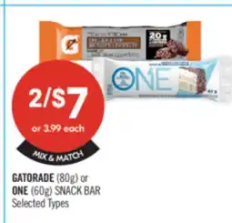 Shoppers Drug Mart GATORADE (80g) or ONE (60g) SNACK BAR offer