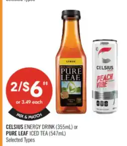 Shoppers Drug Mart CELSIUS ENERGY DRINK (355 mL) OR PURE LEAF ICED TEA (547 mL) offer