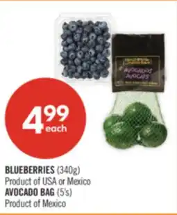 Shoppers Drug Mart BLUEBERRIES (340g) Product of USA or Mexico AVOCADO BAG (5's) Product of Mexico offer