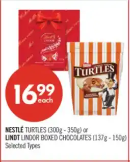 Shoppers Drug Mart NESTLÉ TURTLES (300g - 350g) or LINDT LINDOR BOXED CHOCOLATES (137g - 150g) offer