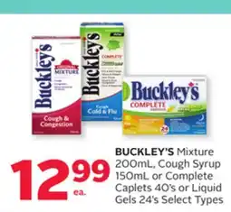 Rexall BUCKLEY'S Mixture 200mL, Cough Syrup 150mL or Complete Caplets 40' s or Liquid Gels 24' s offer
