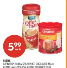 Shoppers Drug Mart NESTLÉ CARNATION RICH & CREAMY HOT CHOCOLATE MIX or COFFEE-MATE ORIGINAL COFFEE WHITENER 450g offer