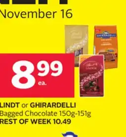 Rexall LINDT or GHIRARDELLI Bagged Chocolate offer