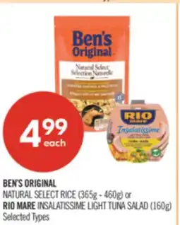 Shoppers Drug Mart BEN'S ORIGINAL NATURAL SELECT RICE (365g - 460g) or RIO MARE INSALATISSIME LIGHT TUNA SALAD (160g) offer
