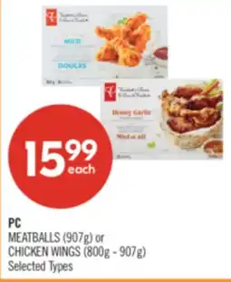 Shoppers Drug Mart PC MEATBALLS (907g) or CHICKEN WINGS (800g - 907g) offer