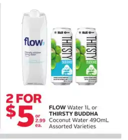 Rexall FLOW Water 1L or THIRSTY BUDDHA Coconut Water 490mL offer